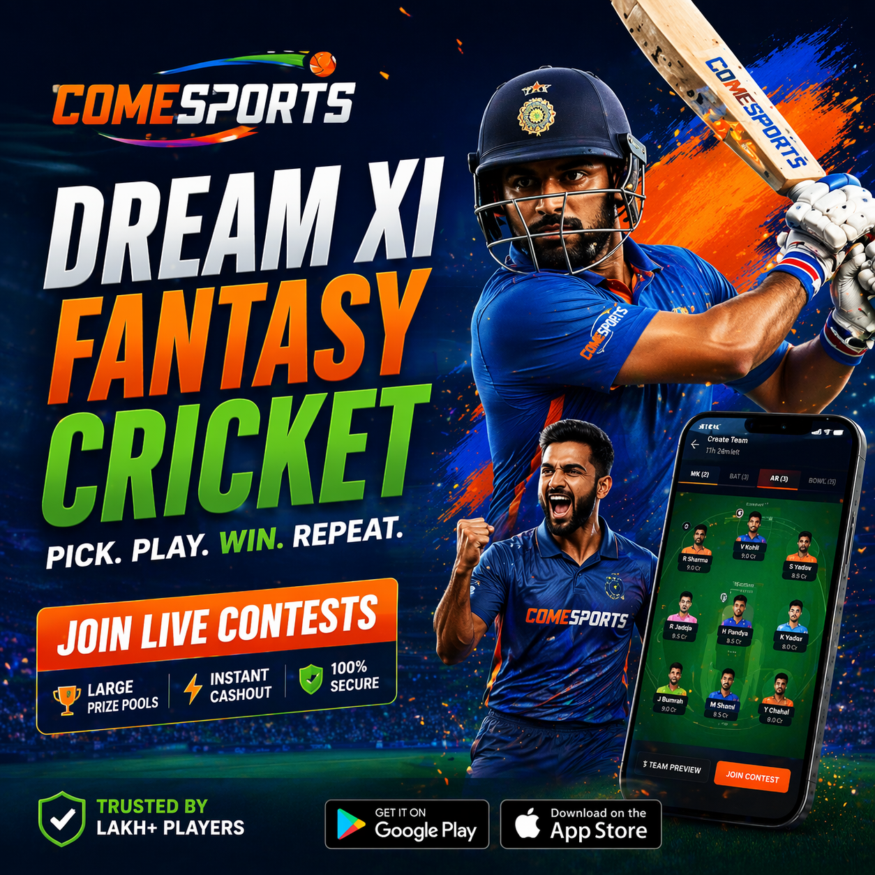 gamezy fantasy cricket contest selection
