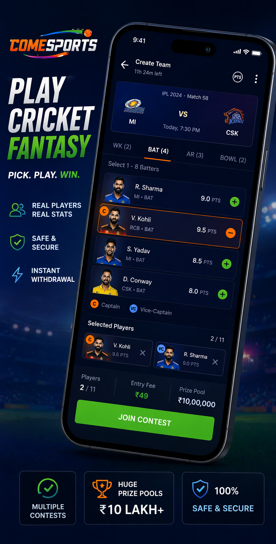 gamezy cricket lineup planning